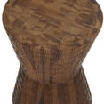 thumbnail image 6 of DecMode 13" x 18" Brown Teak Wood Handmade Intricately Carved Drum Accent Table, 1-Piece, 6 of 9