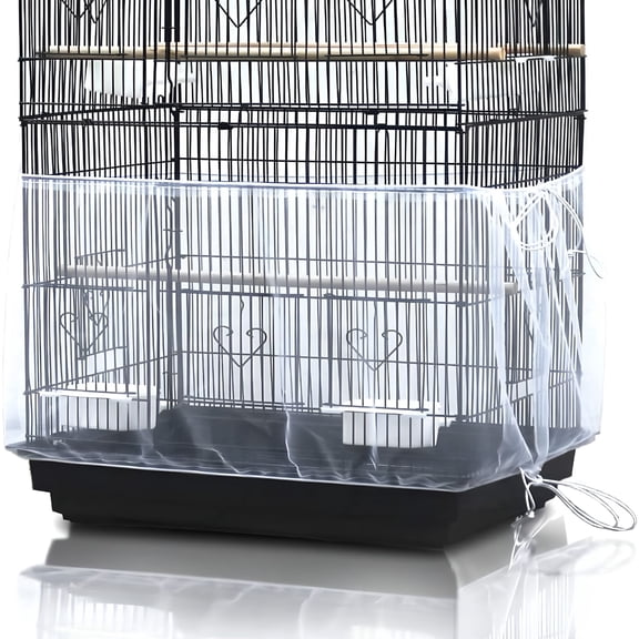 acdanc Bird Cage Seed Catcher Universal Mesh Parrot Cage Skirt - White