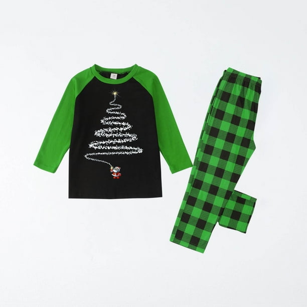 Pijama familiar europeo con estampado navideño de moda, traje para padres e hijos, blusa y pantalones de poliéster.