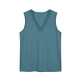 thumbnail image 7 of Elegant Lace V Neck Sleeveless Blouse Womens Loose Fitting Dressy Casual Tank Tops for Office Dark Blue L, 7 of 7
