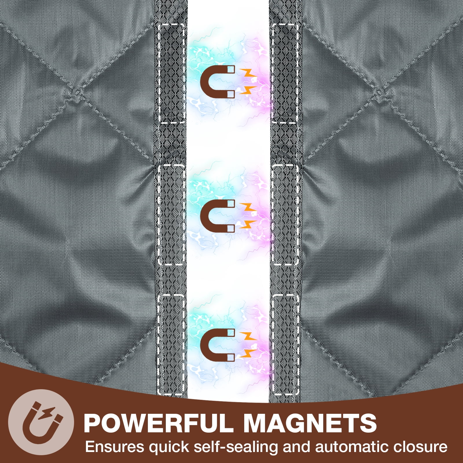 Lapalife Magnetic Thermal Insulated Door Curtain with Perspective Window, Fits 35" x 82" Doors Waterproof Windproof Door Screen Insulation Cover to Keep Warm in Winter, Gray