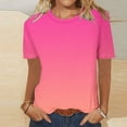 thumbnail image 5 of Tops for Women Gradient Printing Women's T-Shirts Crew Neck Activewear Short Sleeve Breathable Summer Tops Loose Thin Ladies Blouses Tees Tunic Casual Plus Size Clothing, 5 of 5