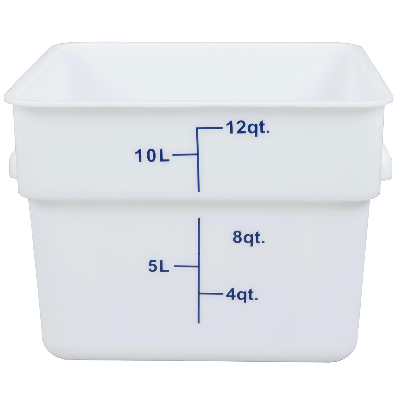 12 Qt Plastic Square Food Storage Containers, White,Pack of 12