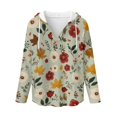 thumbnail image 5 of DISNIMO Floral Printed Hoodies for Women Waffle Sweatshirts Long Sleeve Shirts V Neck Hoodies Fall Winter Outfits, S, 5 of 7