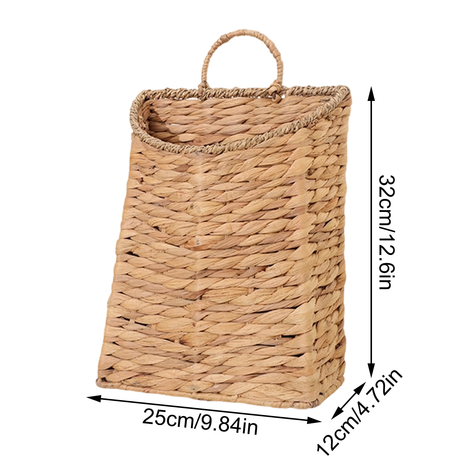 Water Hyacinth Hanging Wall Basket, Handwoven Wicker Wall Hanging Baskets for Home Decor, Entryway & Bathroom – Natural Handmade Door Basket for Stylish Wall Display,9.8 x 4.7 x 12.6 in