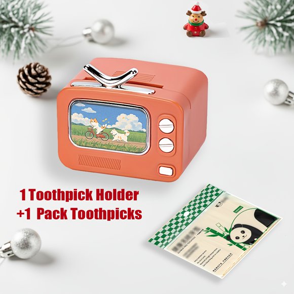 Retro TV Automatic Toothpick Dispenser – Novelty Pop-Up Holder with Toothpicks, Colorful Kitchen & Dining Decor, Funny Gift