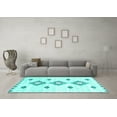 thumbnail image 3 of Ahgly Company Machine Washable Indoor Rectangle Abstract Turquoise Blue Contemporary Area Rugs, 2' x 5', 3 of 4