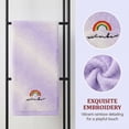 thumbnail image 3 of Unique Bargains 2 Pcs Rainbow Cotton Soft Absorbent Hand Towels Purple 28" x 13", 3 of 7