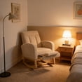 thumbnail image 3 of Kojooin Solid Wood Frame Glider Rocking Chair with Teddy Plush Fabric, Adjustable Footrest and Ottoman, 3 of 5