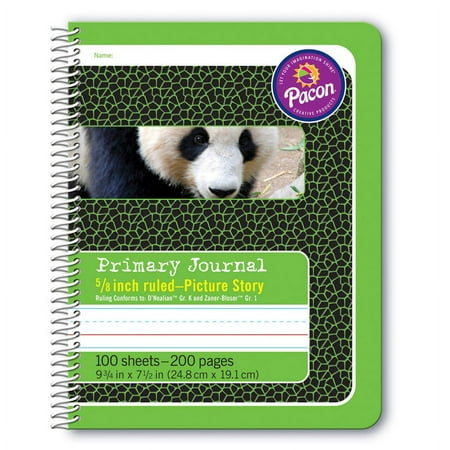 Primary Composition Book, Spiral Bound, D'Nealian/Zaner-Bloser, 5/8" x 5/16" x 5/16" Picture Story Ruled, 9-3/4" x 7-1/2", 100 Sheets | Bundle of 10 Each