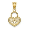 thumbnail image 3 of 14K Yellow Gold Charm Pendant Themed 22 mm 12 Polished Filigree Heart Lock, 3 of 4