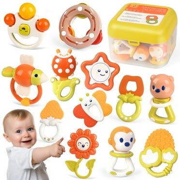 Huge Wave Baby Rattle Toys, Early Educational Infant Teething Sensory Toys, Hand Grasping Bell Ball Fitness Newborn Boys Girls 0-12 Months
