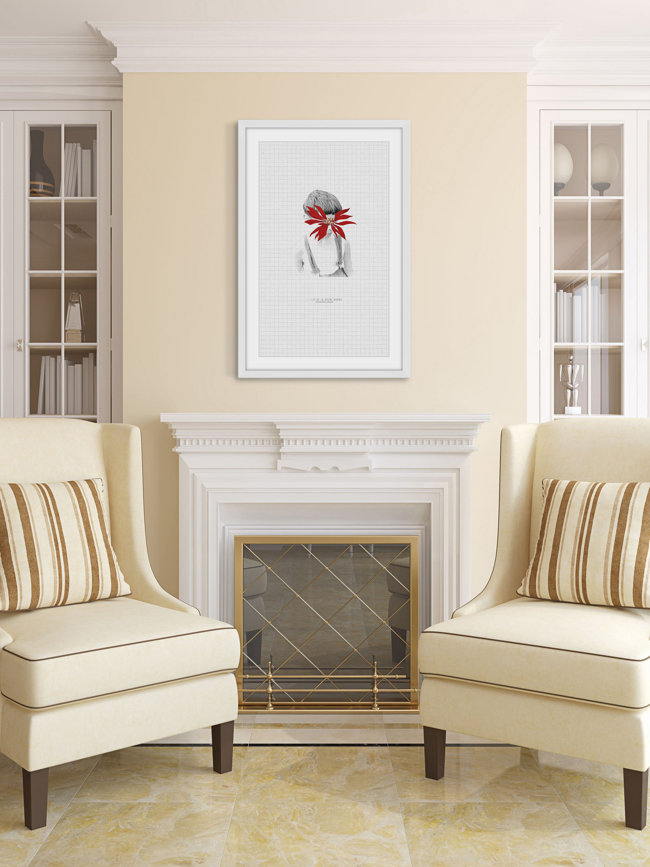 "Flor De La Noche Bueno Ii" Framed Painting Art Print, 30" x 1.5"
