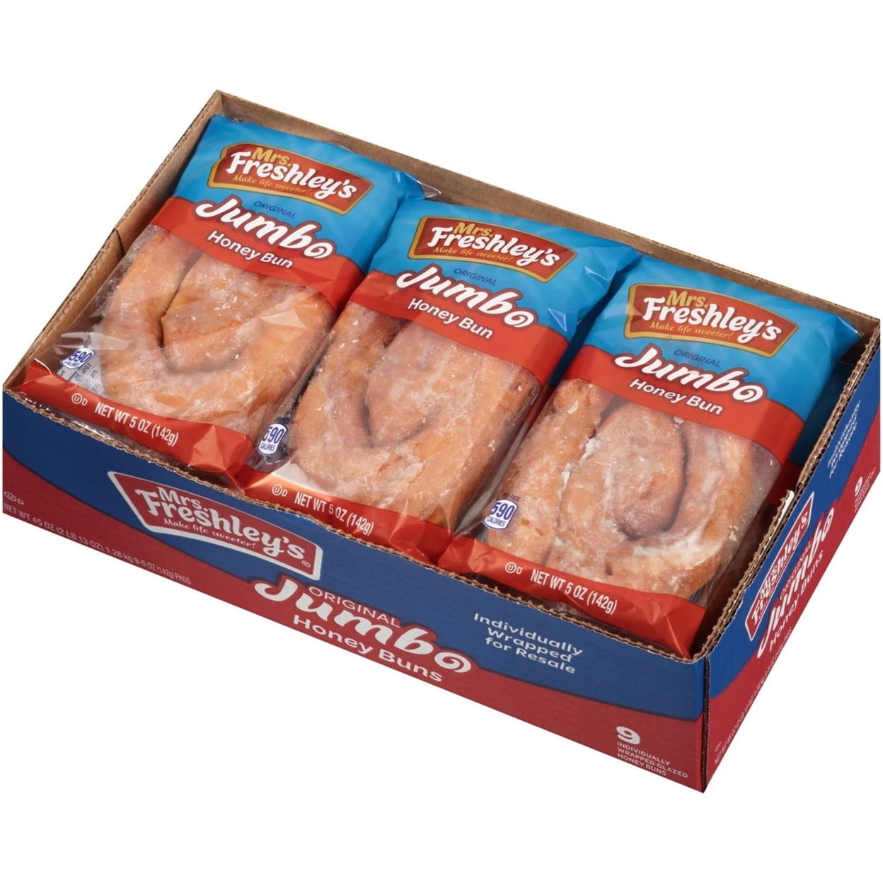 Mrs. Freshleys Jumbo Honey Buns 5 Ounce (Pack of 9)