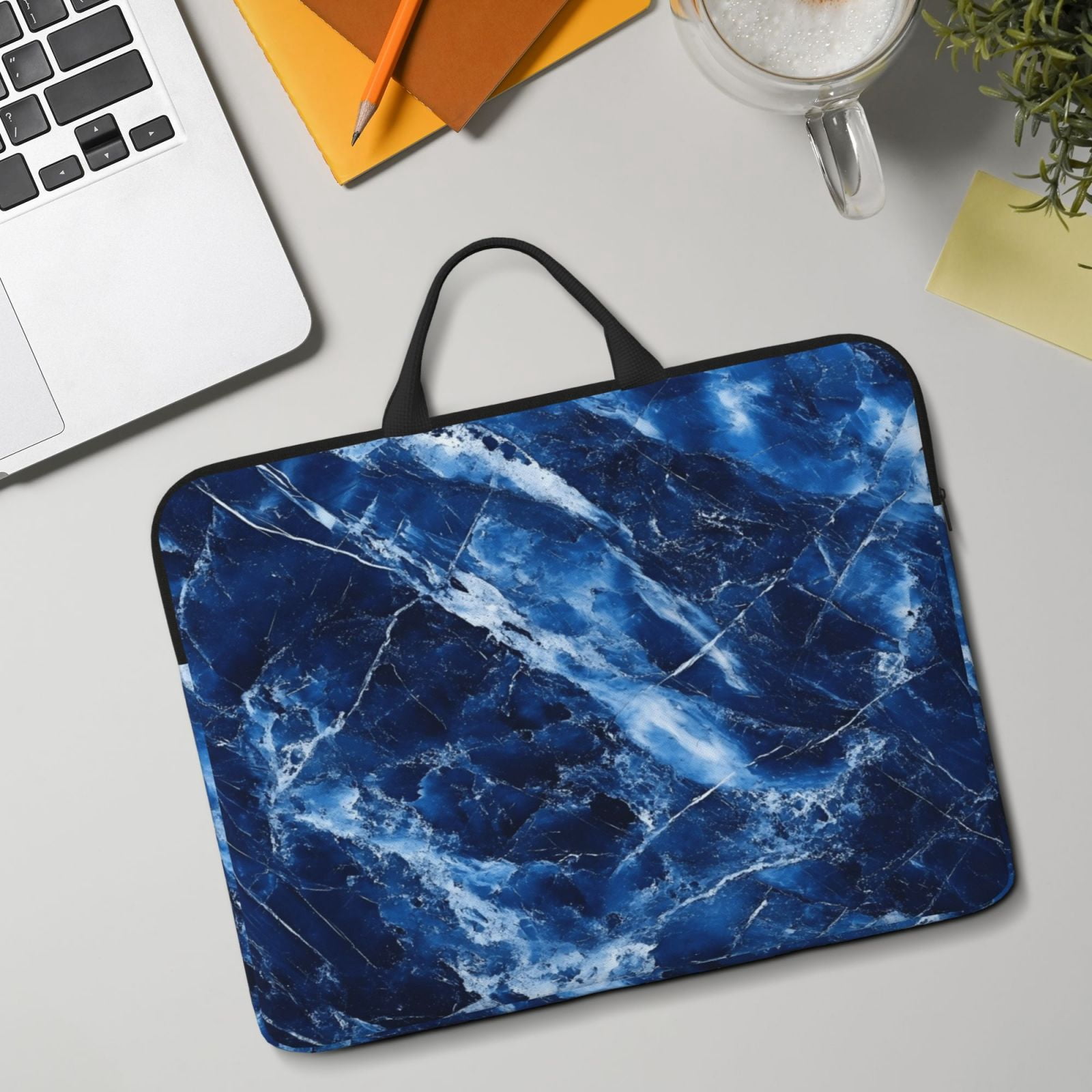 Laptop Sleeve Bag For Women Men 14inch Waterproof Durable Protective Computer Carrying Cover Handle Laptop Case Bag Royalblue Marble_1