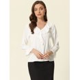 thumbnail image 4 of INSPIRE CHIC Women's Ruffle V Neck Elegant Office Work Chiffon Blouse Top, 4 of 6
