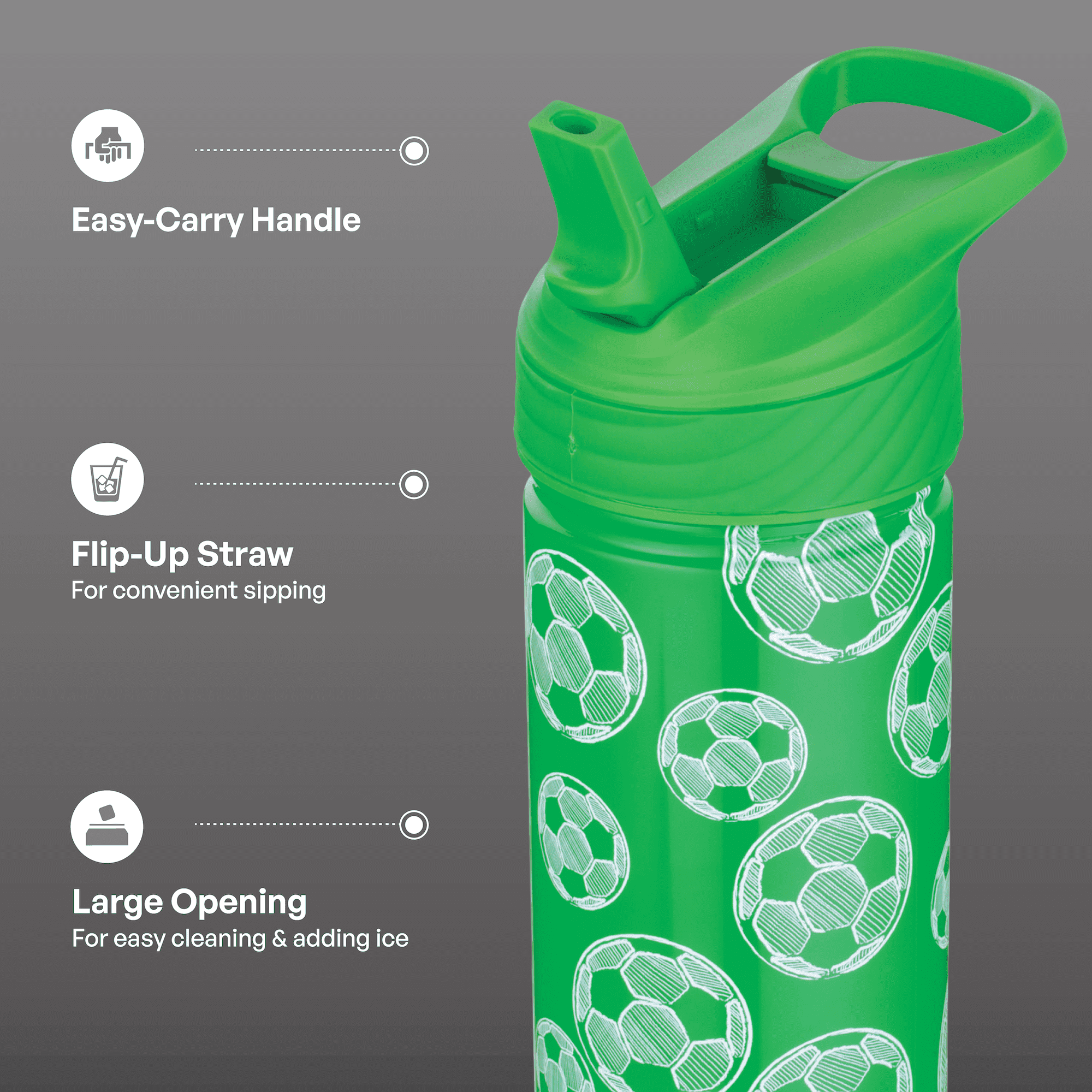 TAL 26oz Stainless Steel Ranger Water Bottle with Easy Sip Straw, Soccer