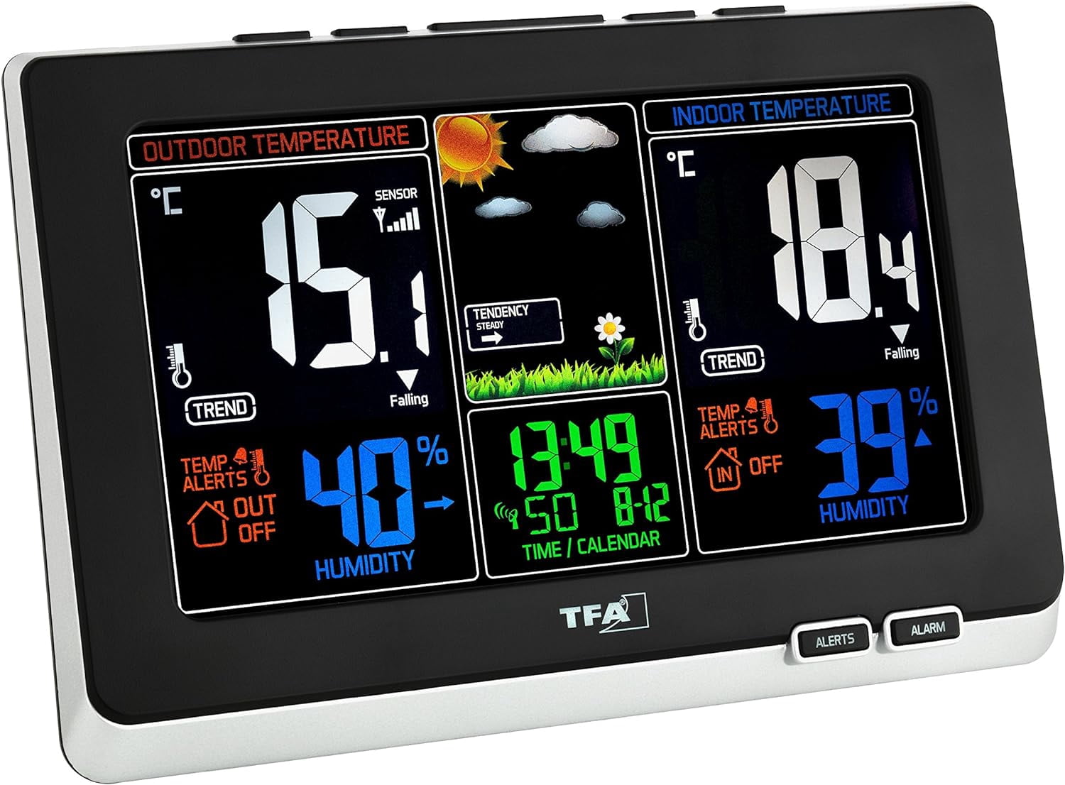 Blooming Weather 35.1129.01 Spring Colour Wireless Weather Station - Black 2.60x21.00x14.00 cm