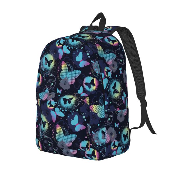 Easygdp Blue Butterfly Mochila de Lona Resistente para Laptop, Compatible con Laptops de 15 a 17 pulgadas, Ideal para Escuela, Trabajo y Viajes-Small