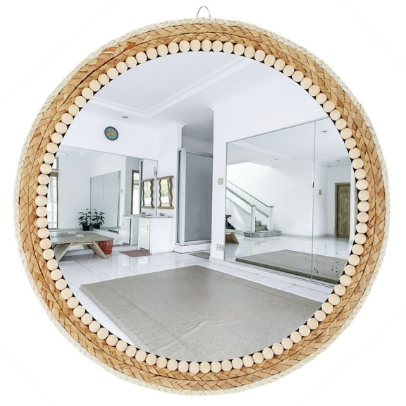 Creekview Home Emporium Bohemian Decor Round Rattan Mirror - 20in Rustic Mirror