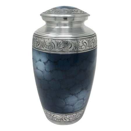 Mediterranean Mystic Blue Cremation Urn for Human Ashes with Velvet Bag ...