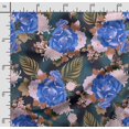 thumbnail image 2 of Soimoi Chinese Floral Printed, Cotton Fleece, Fabric by The Yard Sewing DIY Stretch Fabric 56 Inches Wide, WarmFabric for Hats, Coats, Gloves, Blankets, Blue, 2 of 5