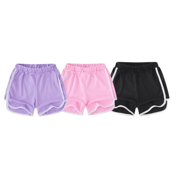 3 Pack Girls Boys Running Athletic Cotton Shorts, Kids Summer Workout Sports Beach Shorts Pants, Size 2-11T