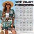 thumbnail image 7 of FKEKYI Women's 2 Piece Set Short Sleeve Shirt & Shorts with Elastic Waist American Tribal Green Geometric Print Summer Beachwear Soft Vacation Outfits Open Front Top Lounge Set, L, 7 of 7
