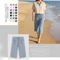 thumbnail image 6 of iHPH7 Linen Bermuda Shorts for Women Knee Length Summer Casual Elastic Waisted Side Split Shorts with Pockets Vacation Lounge Pants (S-5XL), 6 of 9