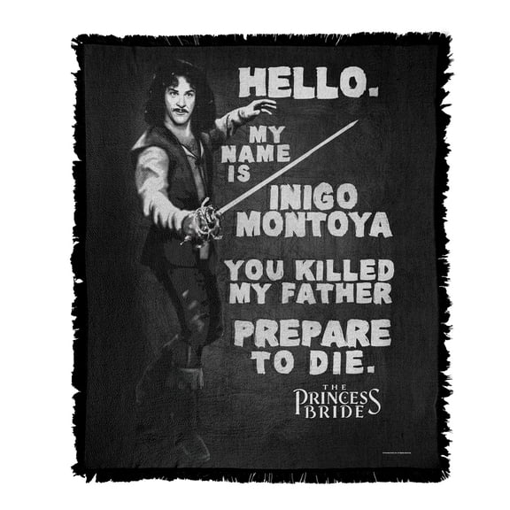 Princess Bride Blanket, 50'x60' Hello Again Woven Tapestry Cotton Blend Fringed Throw