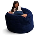 thumbnail image 1 of Ultimate Sack 3000 3-Foot Bean Bag Chair, Oversized Foam Lounger, Navy Fur Cover, 1 of 3