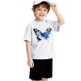 thumbnail image 4 of YunPes Cap Sleeve T-shirts for Girls Colorful Butterfly Print Crewneck Blouse Tee Kids Casual Loose Fit Pullover Summer Tops, 4 of 8