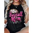 thumbnail image 1 of [Baseball Mom Tee] Regular Size Women's Baseball Mom Graphic T-Shirt | Short Sleeve, Leopard Print & Dripping Effect, Crew Neck, Perfect for Mother's Day or Casual Attire, 1 of 7