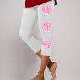 thumbnail image 2 of lcziwo Vacation Sale, Women's High Waist Tummy Control Cropped Yoga Pants Valentine's Day Heart Printed Workout Leggings Casual Elastic Tight Capri Leggings White XXXL, 2 of 5