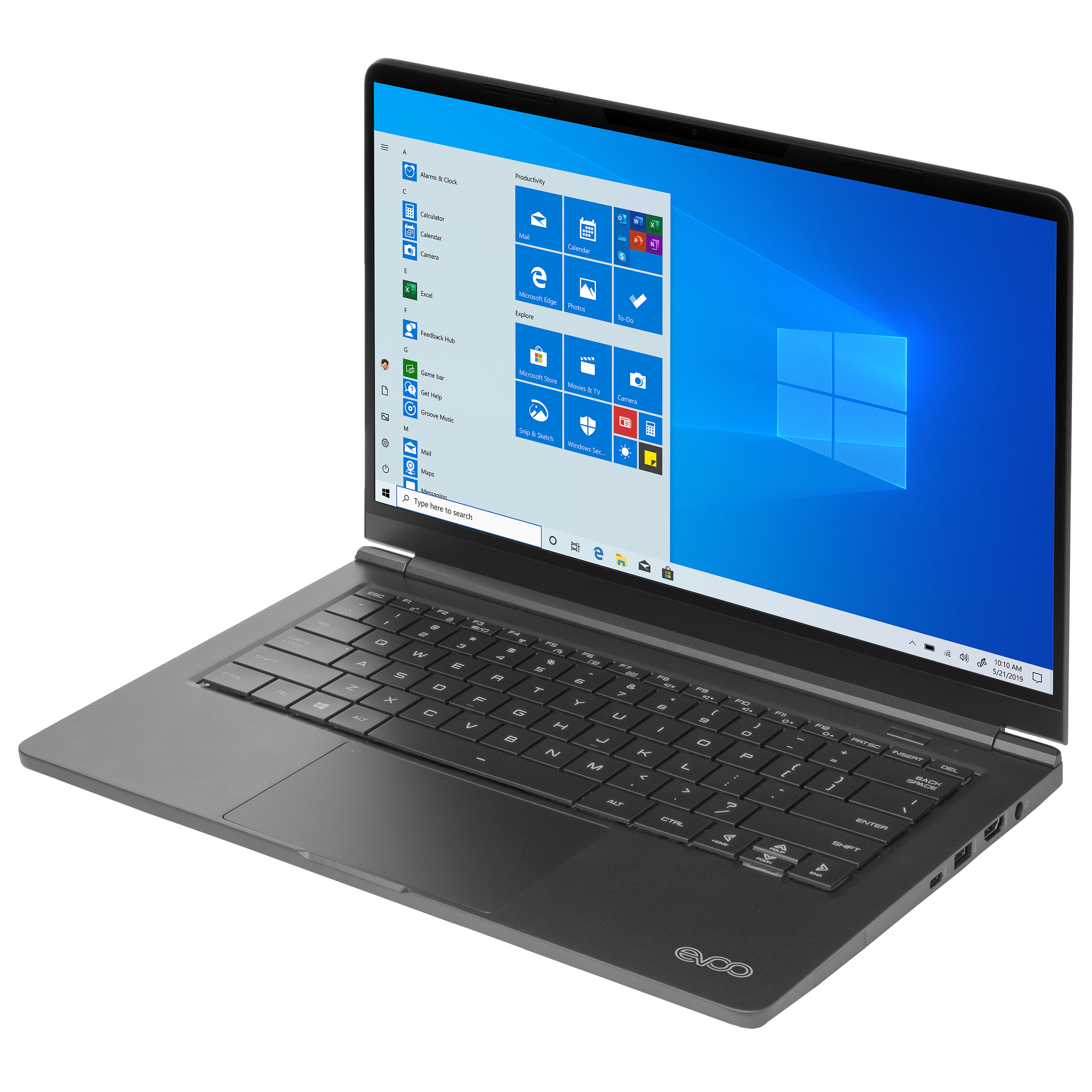 EVOO 14.1” Ultra Slim Notebook - Elite Series, FHD Display, AMD Ryzen 5 3500U Processor with Radeon Vega 8 Graphics, 8GB RAM, 256GB SSD, HD Webcam, Windows 10 Home, Black - image 3 of 9