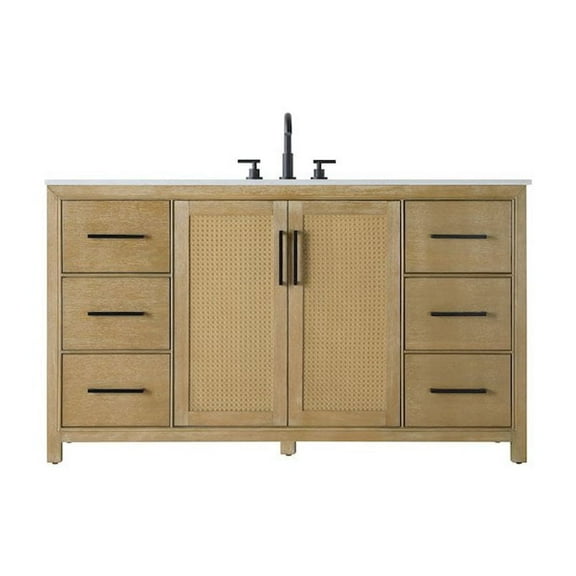Elegant Kitchen and Bath 60 Inch Single Bathroom Vanity In Linen Oak