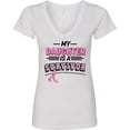 thumbnail image 3 of Inktastic My Daughter is a Survivor Breast Cancer Awareness Women's V-Neck T-Shirt, 3 of 5