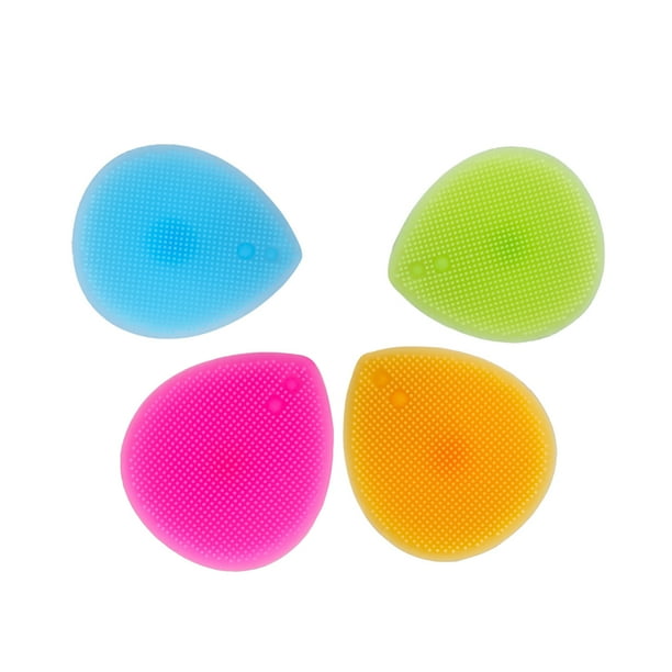 FELTECHELECTR Cepillos de limpieza facial de silicona, 4 unidades, almohadillas limpiadoras faciales, masajeadores de mano con ventosa (naranja, rosa, azul y verde)