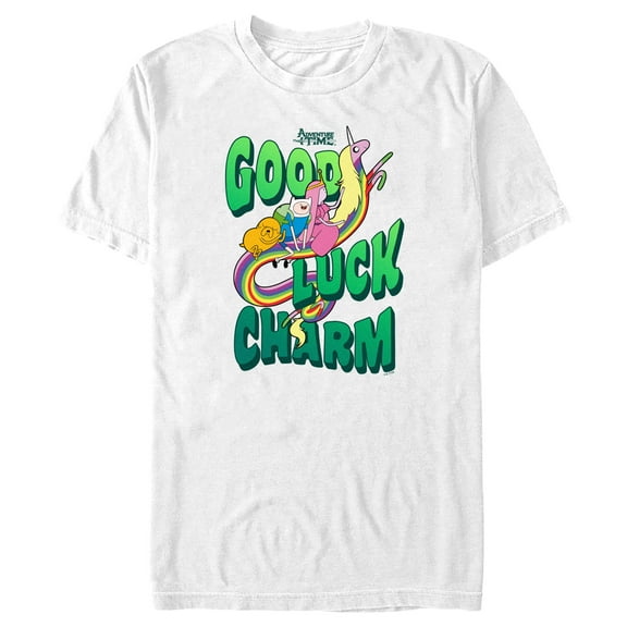 Men's Adventure Time Good Luck Charm  Graphic Tee White Large