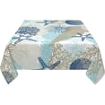 thumbnail image 3 of Summer Outdoor Tablecloth Square 60x60 Inch,Seashell Starfish Coral Beach Table Cloth,Stain Resistance Polyester Ocean Decor Table Covers for Kitchen Dining,Small Tablecloth for Parties Picnic, 3 of 6