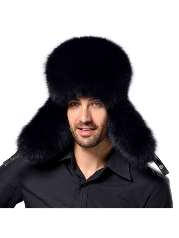 Mens Ladies Black Winter Faux Fur Trapper Ski Cossac Russian Ushanka Hat 3 Sizes 