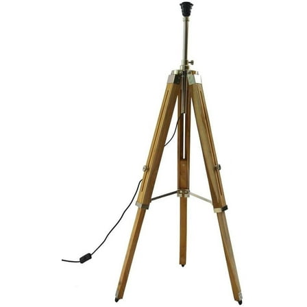 Vintage Classic Teak Wood Tripod Floor Lamp Nautical Floor Home Decor lamp Shade lamp