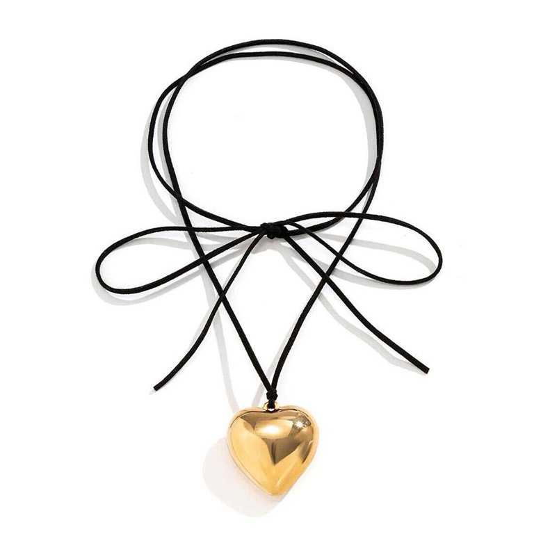 Big Resin Heart Pendant Choker Necklaces - 5 Colors