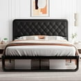 thumbnail image 4 of iPormis Queen Size Metal Bed Frame with Black Faux Leather Upholstered Headboard, 12'' Underbed Space, Black, 4 of 8