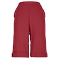 thumbnail image 4 of Bermuda Shorts for Women Knee Length Cotton Linen Elastic Waist Drawstring Shorts Summer Capris Pants with Pockets Red M, 4 of 8