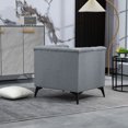 thumbnail image 4 of Mid Century Linen Fabric Accent Barrel Chair with Tufted Back and Arm, Upholstered Single Sofa Chair with Metal Frame and Legs, Square Lounge Club Armchair Reading Chair with Nailhead Trim, Grey, 4 of 9
