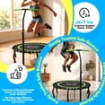 thumbnail image 4 of YORIN Rebounder Foldable Trampoline for Adults, 330LBS Fitness Indoor Trampoline, 40" 48" 50" Mini Exercise Trampoline with Bungees, 3 Level Adjustable Foam Handle Bar, Stable Quiet Small Trampoline, 4 of 10