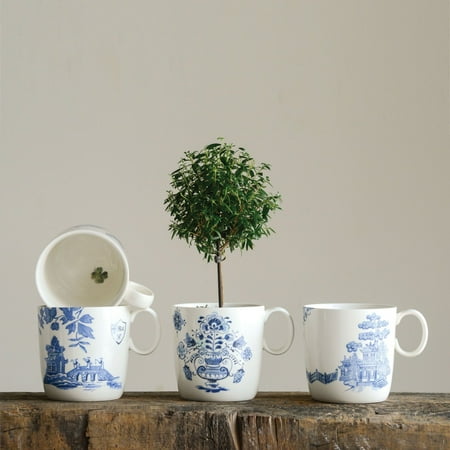 Blue White Stoneware - 3R Studios White & Blue Stoneware Mugs - Set of 4