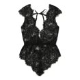 thumbnail image 1 of Mono de noche con encaje Floral y pesta?as con cuello en V para mujer, 1 of 2