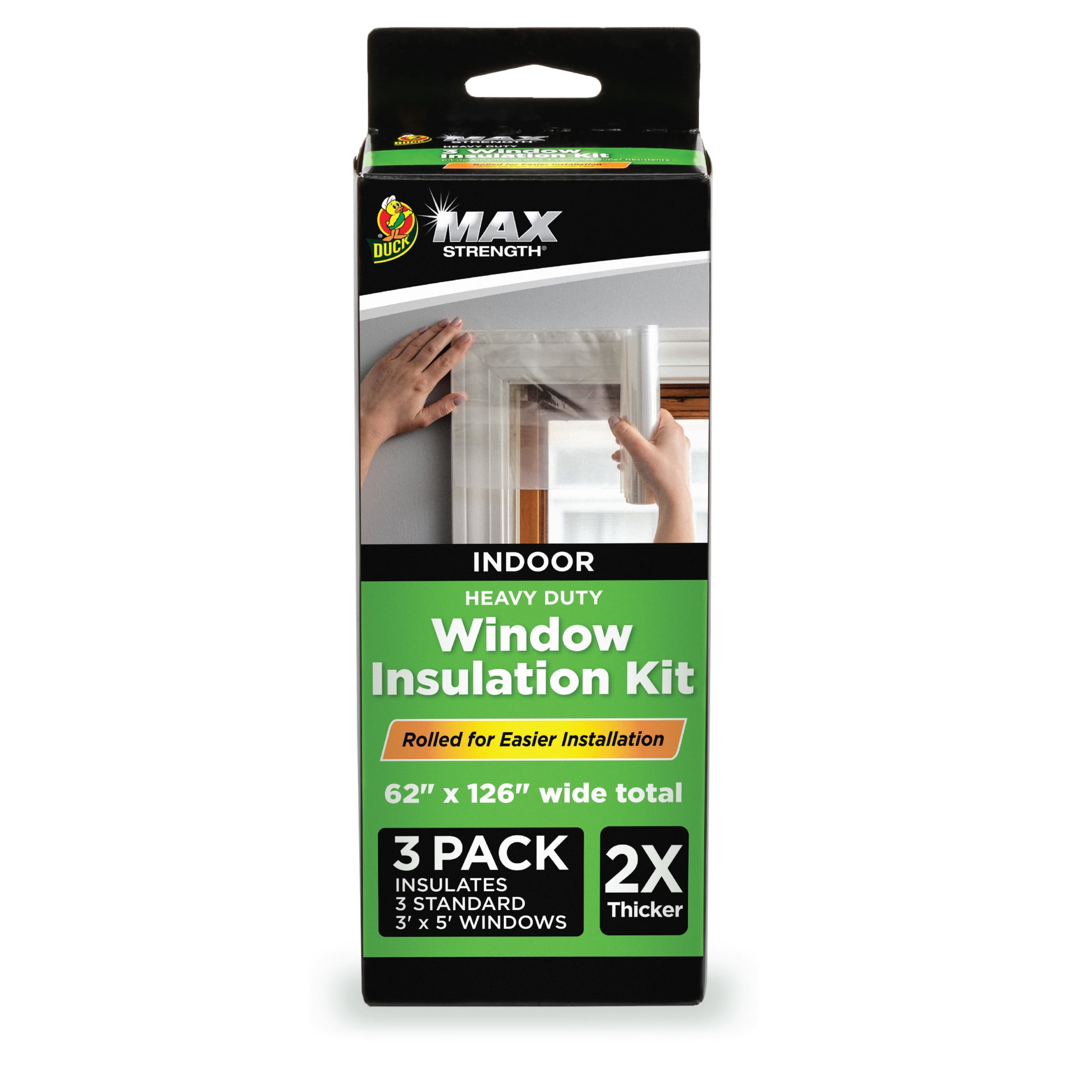 (3 pack) Duck Max Strength 62 in. x 126 in. Rolled Window Insulation Film Kit, Fits up to 3 Windows